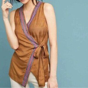 Anthropologie Maeve Liviana Tunic Wrap Sleeveless Top XS